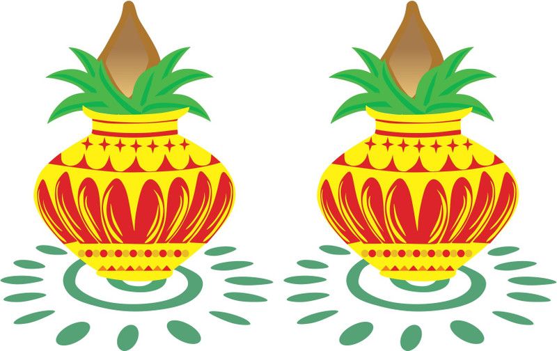 Vcreate Décor 28 cm Diwali Kalash Wall Sticker And Decal Self Adhesive Sticker  (Pack of 1)