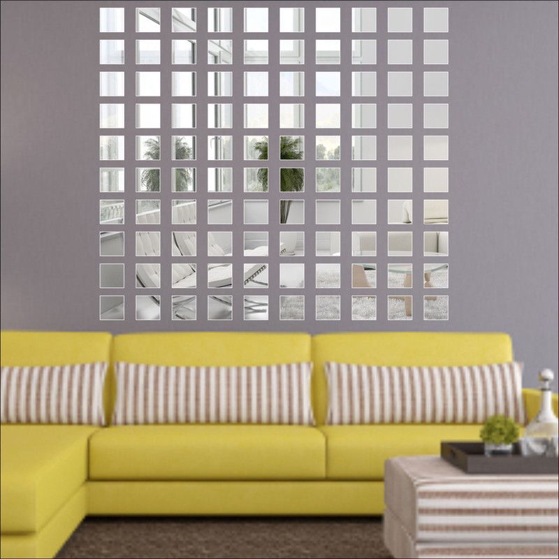 LOOK DECOR 90 cm Chips Square Silver (pack of 100) 7 Self Adhesive Sticker  (Pack of 100)