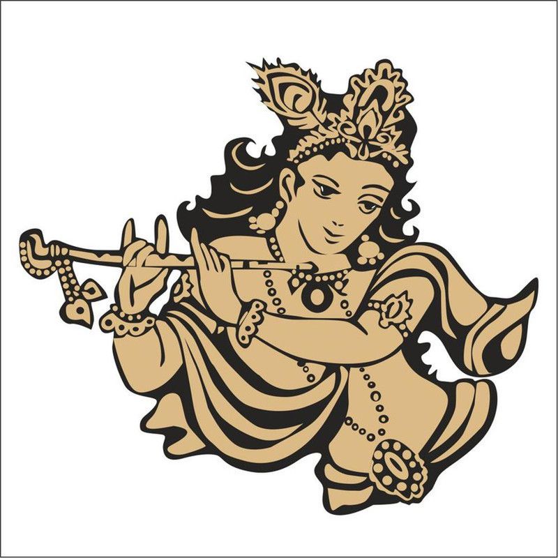 Sahaj Décor 91 cm Krishna Hindu god God room sticker poster home Covering Area [61X73 Cm ] Self Adhesive Sticker  (Pack of 1)