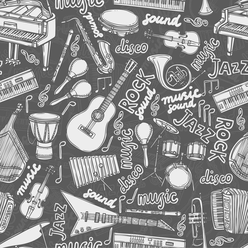 DWELLSINDIA Music & Musical Instruments Multicolor Wallpaper  (244 cm x 41 cm)