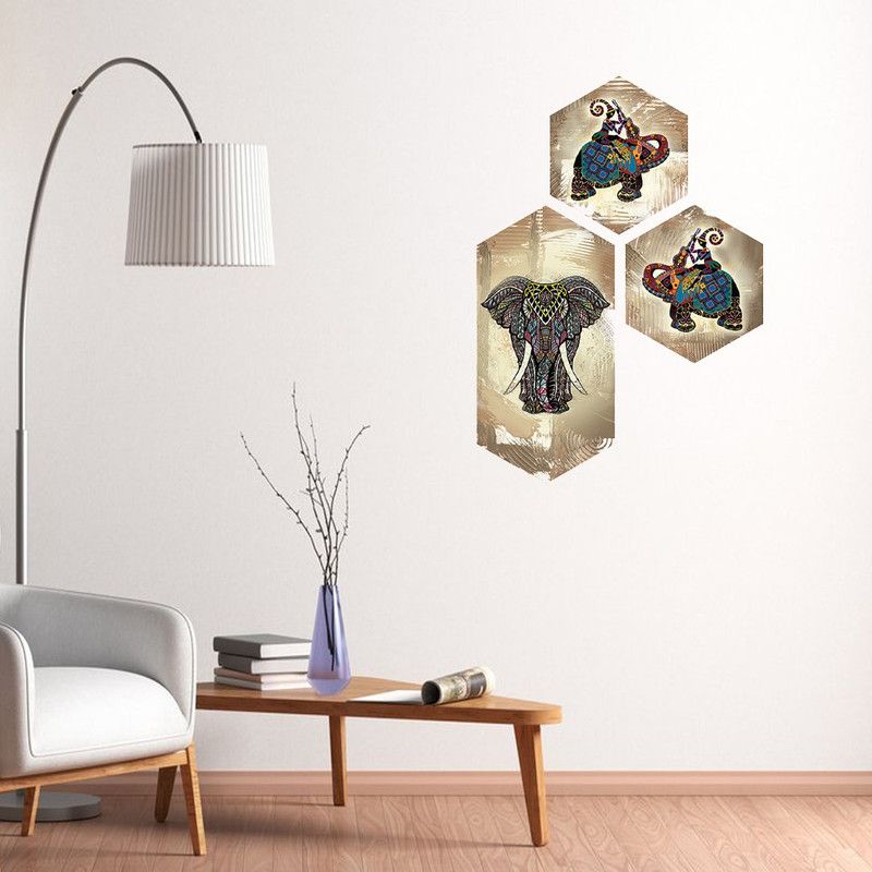Craft Junction Modern Art Print Design 6 MM MDF Self Adhesive Panel Digital Reprint 25 inch x 17 inch Painting  (With Frame, Pack of 3)
