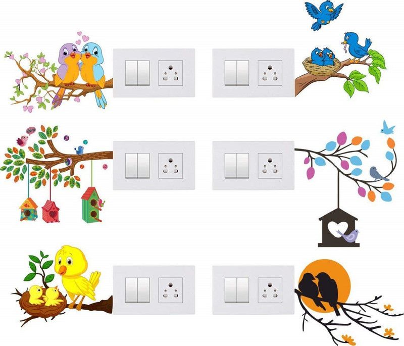 DreamKraft 5 cm Decorative Switch Board Sticker (PVC Vinyl, 35x35 cm)- Set of 6 Self Adhesive Sticker  (Pack of 1)