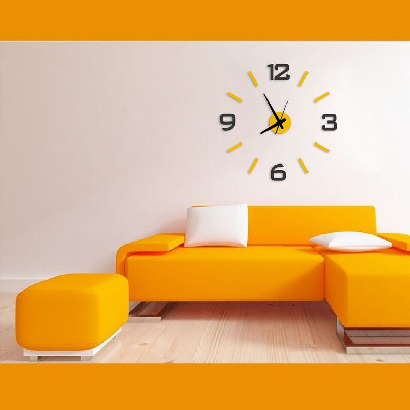 Vibrandz Analog 60 cm X 60 cm Wall Clock  (Black, Yellow, Without Glass, DIY Clocks)