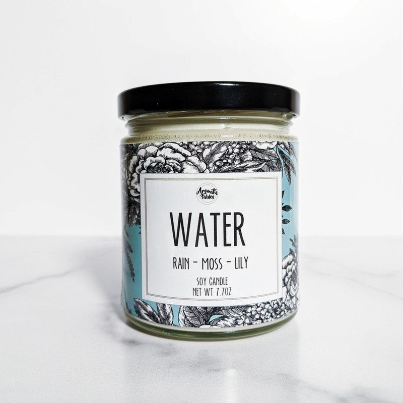First Row Elements of Nature Scented WATER Wood Wick White Color Glass Jar Candle  (Blue, Pack of 1)