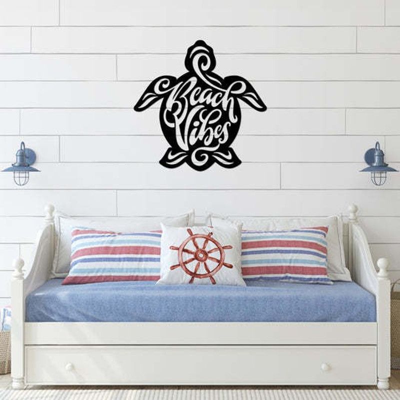 IRIS Decore BEACH VIBES MDF Plaque Cutout Ready to Hang Home Office Decor Wall Art  (Black)