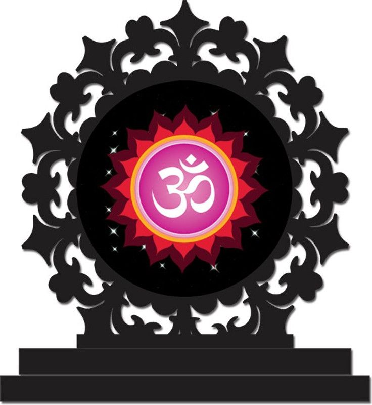 Plan to Gift Om Symbol Car Dashboard idols Figurine Showpiece Decorative Showpiece - 12 cm  (Wood, Multicolor)