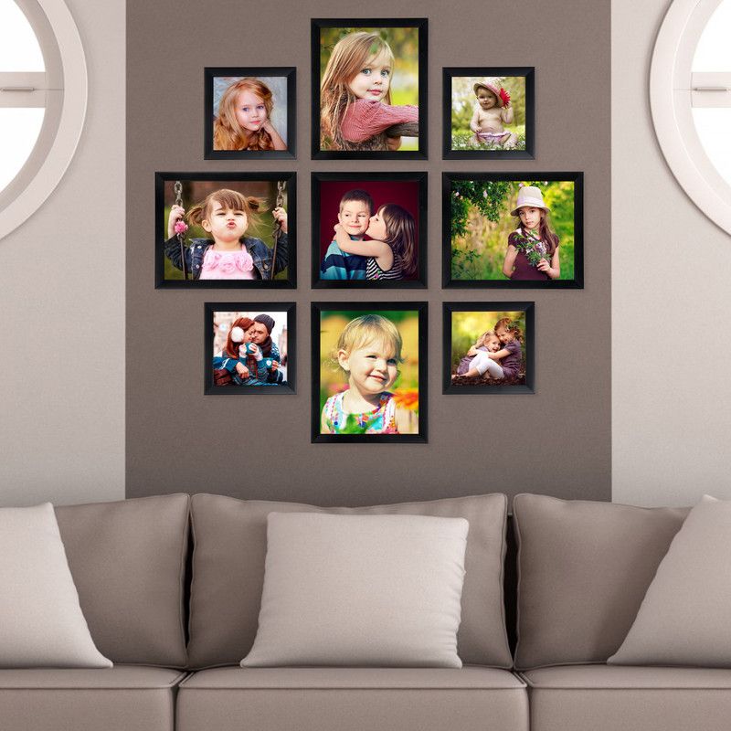 AJANTA ROYAL Polymer Personalized, Customized Gift Best Friends Reel Photo Collage gift for Friends, BFF with Frame, Birthday Gift,Anniversary Gift Wall  (Black, 9 Photo(s), 4-8"x10",4-6"x6" & 1-8"x8" Inch)