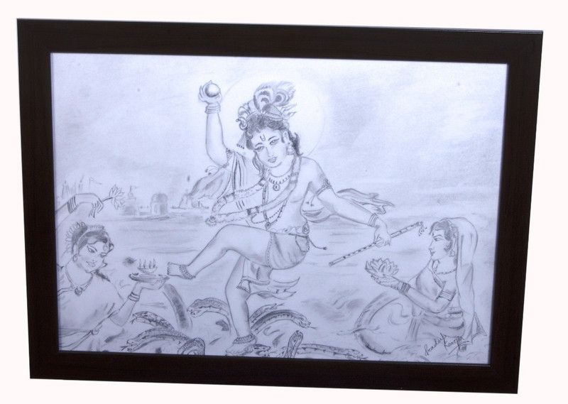 Ananda Pencil 14 inch x 18 inch Painting  (With Frame)