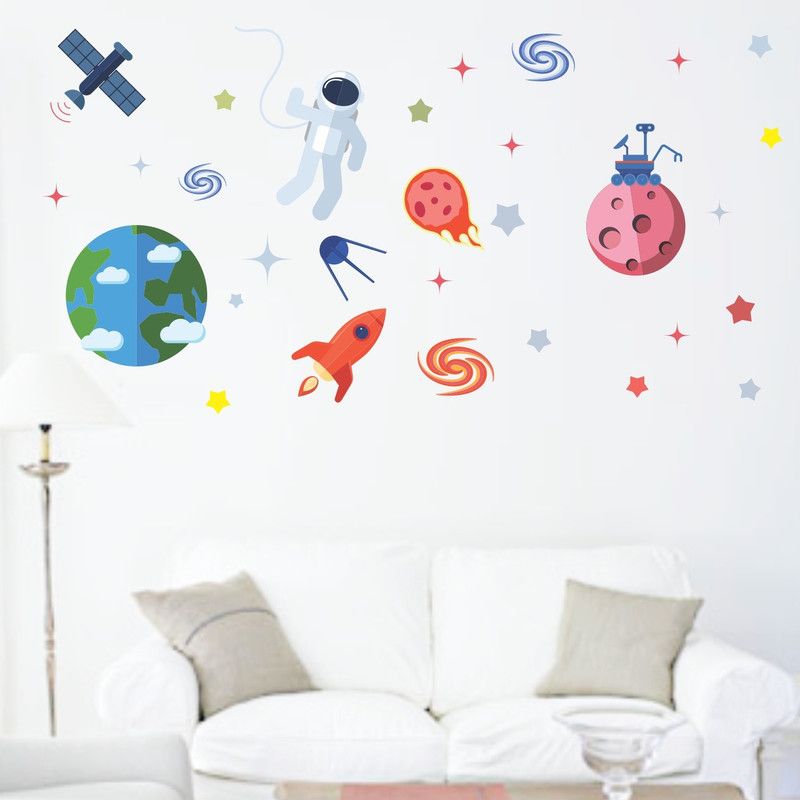 StickMe 100 cm Astronut Satilite Space Wall Sticker - SM 504 Self Adhesive Sticker  (Pack of 1)