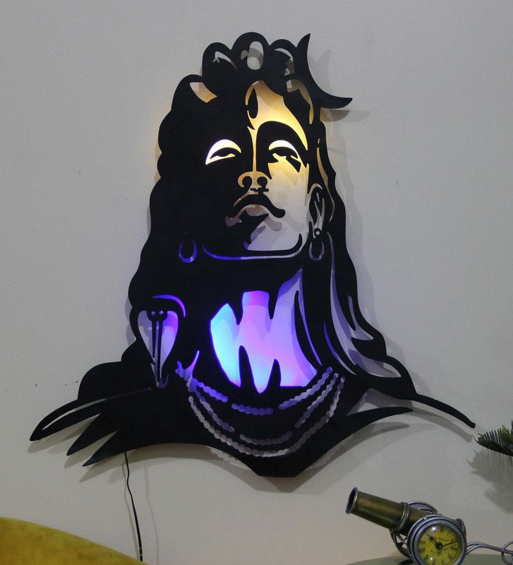 Metal Wall Art Mahadev Ji LED Panel  (Muti Colour)