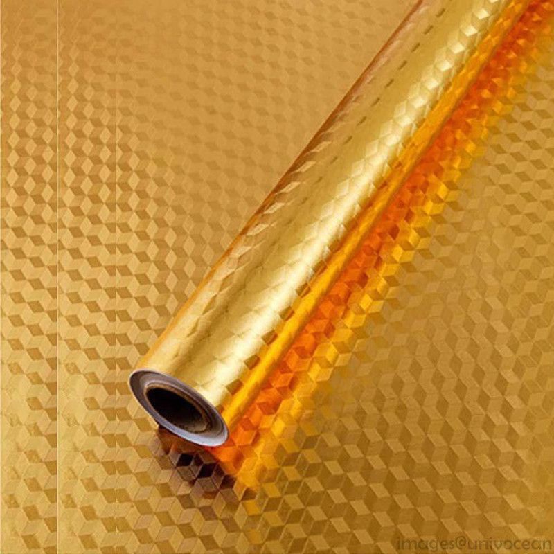 Vaidika 60 cm 200 CM Kitchen Backsplash Golden 3D Foil Stickers for Decoration Self Adhesive Sticker  (Pack of 1)