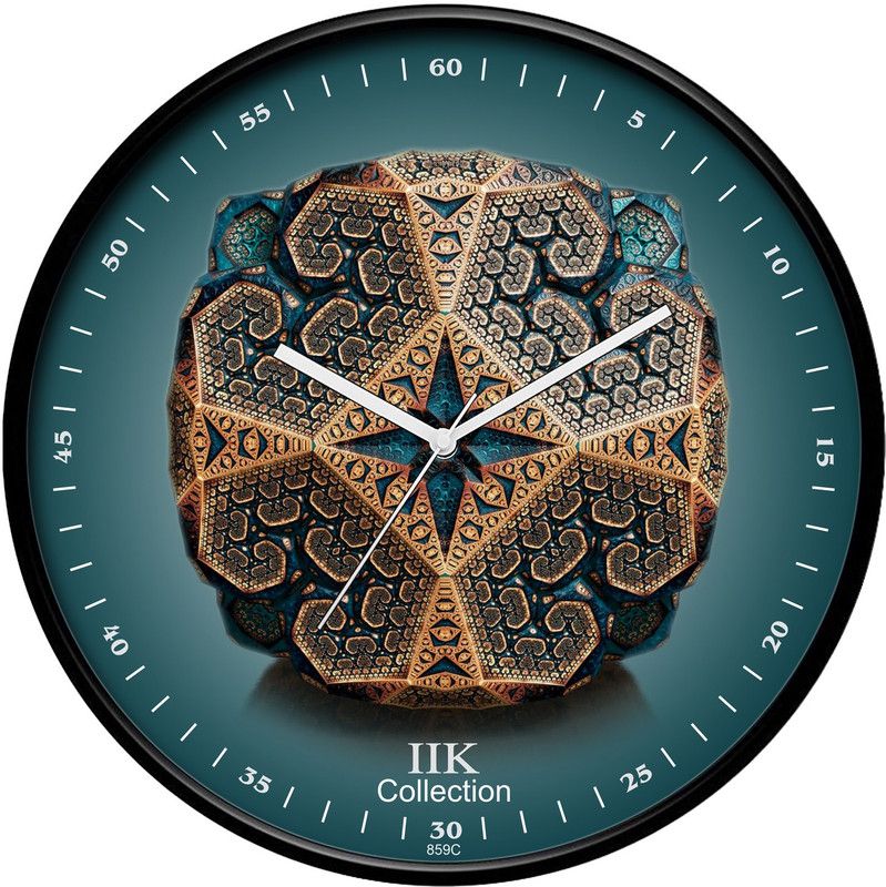 IIK Collection Analog 18 cm X 16 cm Wall Clock  (Black, With Glass, Standard)
