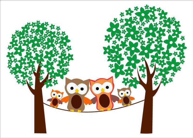 sp decals 100 cm decorative oul sitting on hanging rope tree wall sticker Self Adhesive Sticker  (Pack of 1)