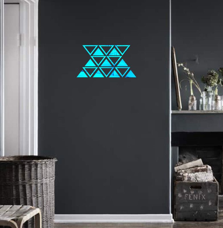 Aalam Designs 20.32 cm decorative traingle set blue acrylic sticker Self Adhesive Sticker  (Pack of 1)