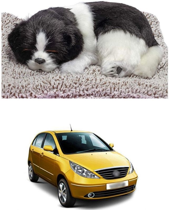 PRTEK Cute Sleeping Dog for Car, Home Interior, Office Work Table Designs 416 Decorative Showpiece - 8 cm  (Brass, Multicolor)