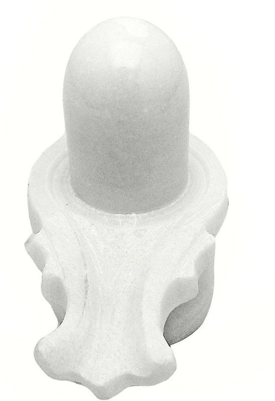 iskandh handicrafts White Marble Shivling(4 inch) Decorative Showpiece - 10.16 cm  (Marble, White)