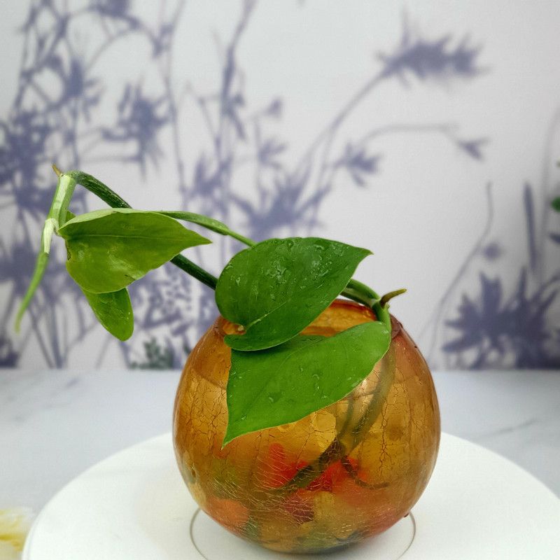 BS AMOR Glass Vase Glass Flower Vase Glass Flower Pot Glass Pot Round Vase Handmade for Decorate House Artificial Flowers Money Plants Home Decor Plants Colour 4x4 inch vase only yellow Glass Vase  (4 inch, Yellow)