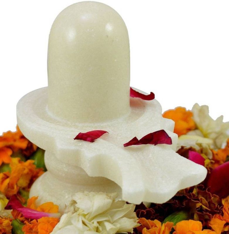 Craft Mart Pure White Marble Shivling Decorative Showpiece - 8.5 cm  (Marble, White)