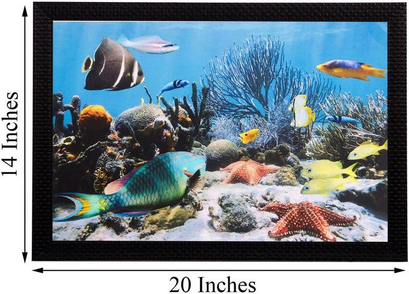 eCraftIndia Beautiful Sea Water View Canvas 14 Inch x 20 Inch Painting  (With Frame)