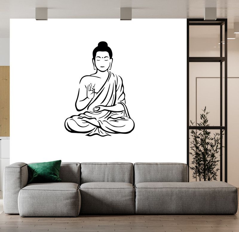 BRITISH TERMINAL 60.96 cm Lord Buddha Self Adhesive Decorative Wall Sticker || (60cm X 90cm) btcut5565-3 Self Adhesive Sticker  (Pack of 1)