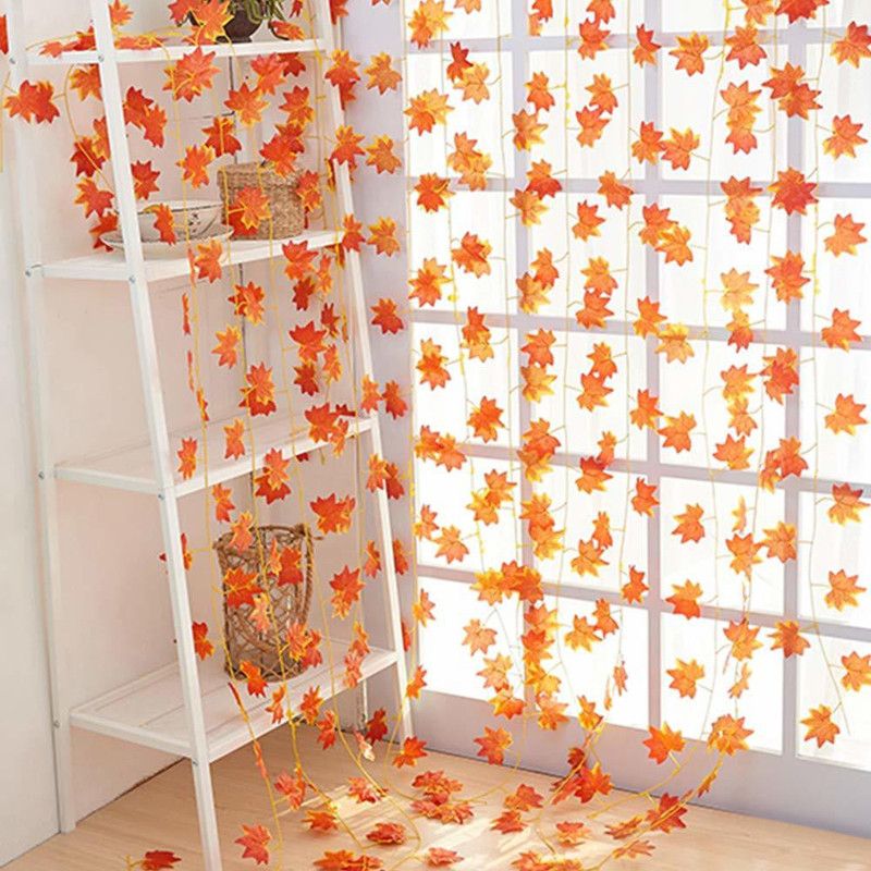 BS AMOR Orange Hibiscus Artificial Flower  (60 inch, Pack of 10, Vine & Creepers)