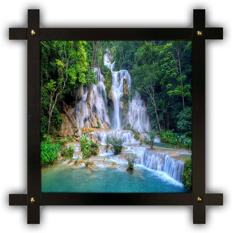Poster N Frames Cross Wooden Frame Hand-Crafted with photo of Natural Landscape Scenery 18299 Digital Reprint 16.5 inch x 16.5 inch Painting  (With Frame)