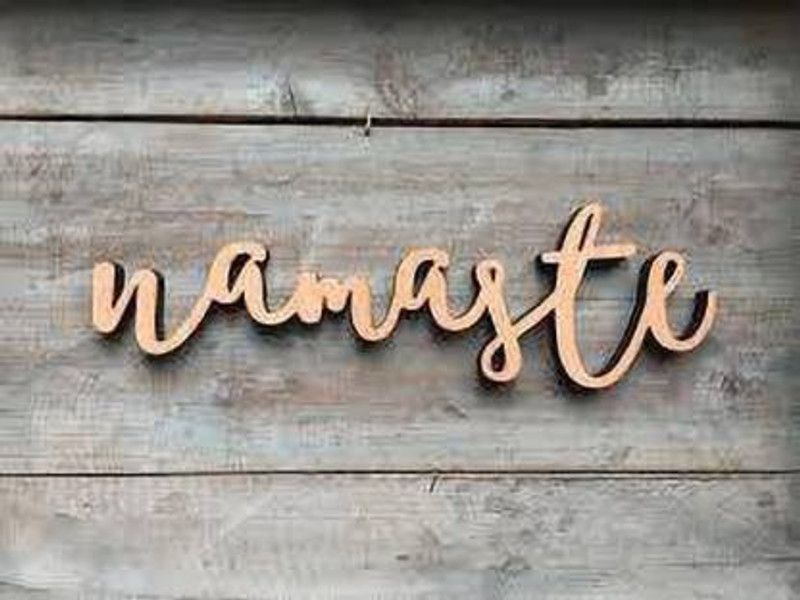 MRIYANGNI NAMASTE MDF Plaque Painted Cutout Ready to Hang Home Décor Wall Art (Black) (4 inch X inch 15, Black)  (Black)