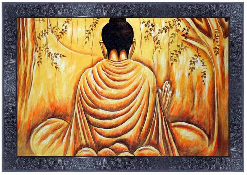 pnf Buddha Wood Photo Frames with Acrylic Sheet (Glass)5323 Digital Reprint 10 inch x 14 inch Painting  (With Frame)