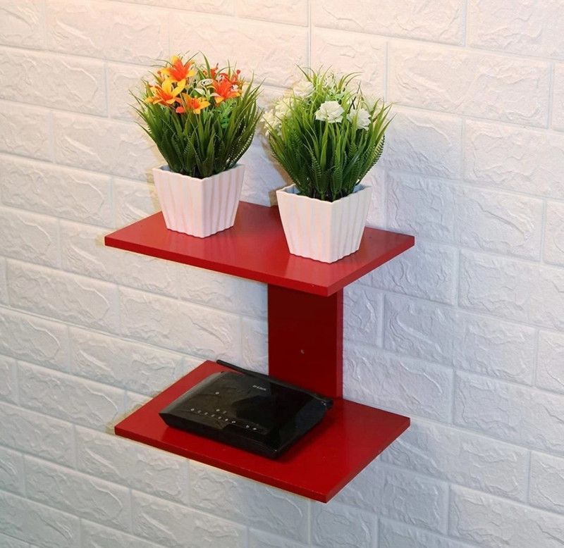Artilore wall shelves / book shelves for living room MDF (Medium Density Fiber) Wall Shelf  (Number of Shelves - 2, Red)