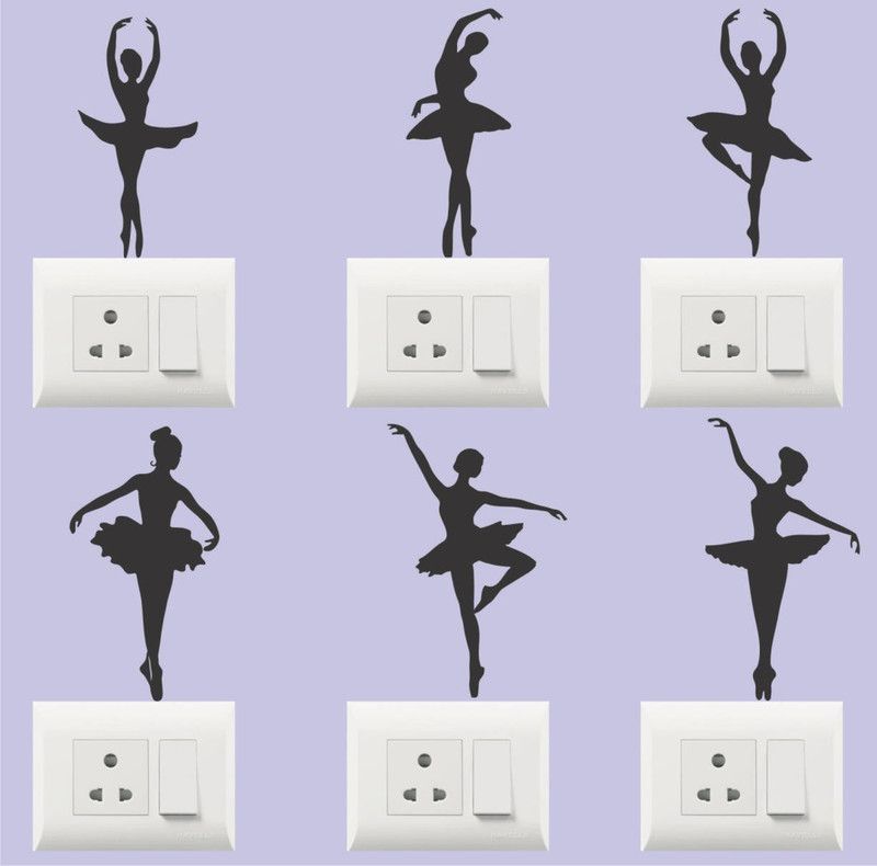 MADHUBAN DECOR 12 cm Belly Dance Lady Wall Decal Switch Board Sticker Self Adhesive Sticker  (Pack of 6)