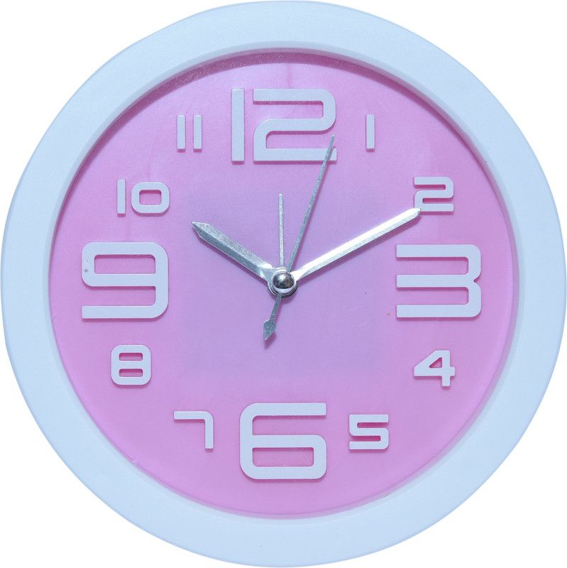 Analog Wall Clock  (White, Lavender, With Glass)