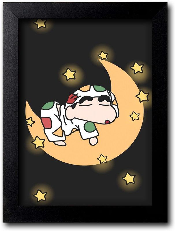 Blue Nexus Shinchan Funny Cartoon Poster Wall Poster with Wall Frame Wall Stickers Room Art Poster_FBNWPK235 Digital Reprint 12 inch x 9 inch Painting  (With Frame)
