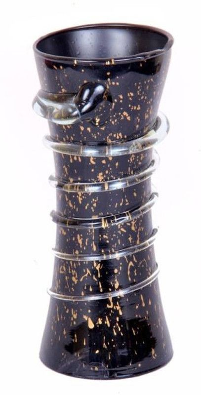 Vijyas Glass Vase  (6 inch, Black)