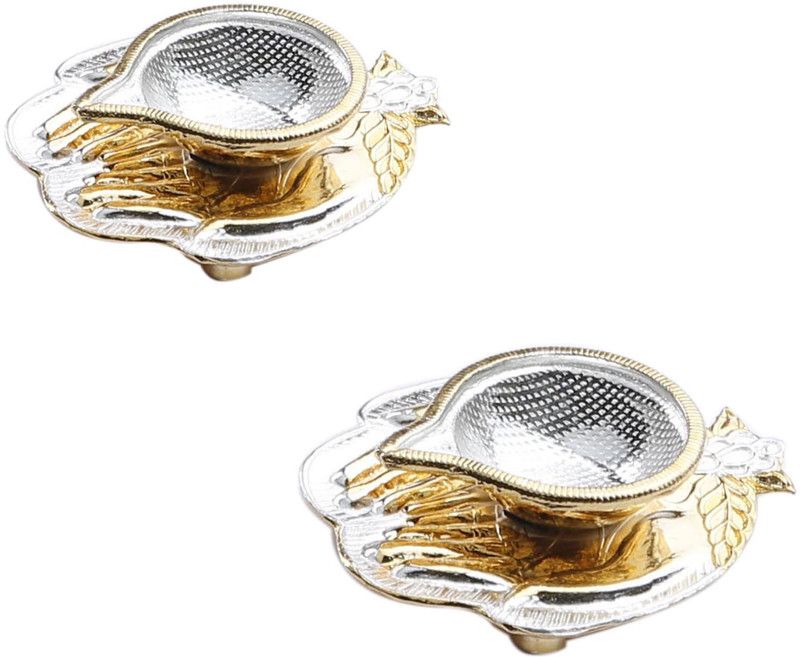 Siri Creations Silver (Pack of 2) Table Diya Set  (Height: 0.5 inch)