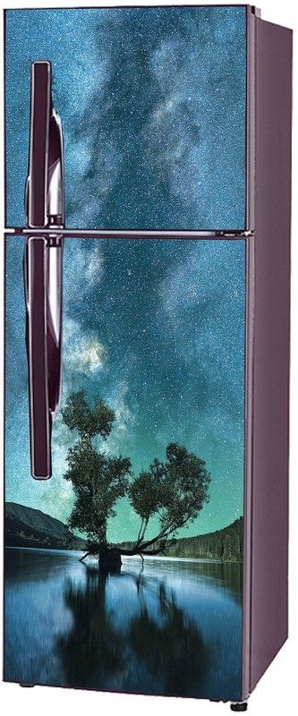 Techgifti 60.96 cm Decorative 3D Natural Tree Water Fridge Wallpaper Poster Adhesive Vinyl Sticker Fridge wrap Decorative Sticker (PVC Vinyl Covering Area 60 cm X 160 cm ) Self Adhesive Sticker  (Pack of 1)