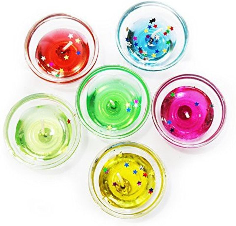 Dura Gel Bowl Candles for Diwali and Christmas Decor - Multi Color Candle ( Pack of 6) Candle  (Multicolor, Pack of 6)