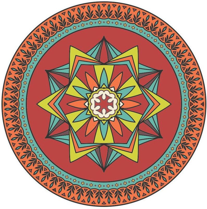 Decor Villa 60.96 cm Decor Villa colors Rangoli Floor Sticker (24*24) Inch Sticker  (Pack of 1)