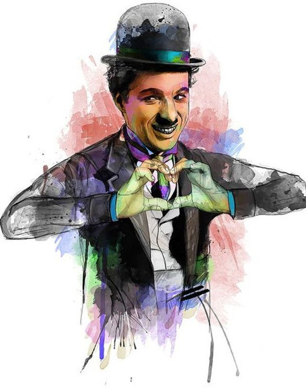 Poster Charlie Chapplin Digitalart sl-14165 (LARGE Poster, 36x24 Inches, Banner Media, Multicolor) Fine Art Print  (24 inch X 36 inch, Rolled)