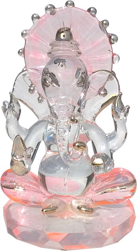 Mann Retails Ganesh Ji Chakra orange Decorative Showpiece - 7 cm  (Glass, Orange)
