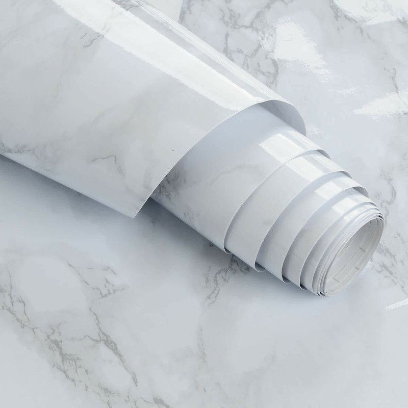 Sabbai 200 cm Kitchen Aluminium countertop peel and stick contact paper 2 meter ( pack of -01) White marble(1) Self Adhesive Sticker  (Pack of 1)