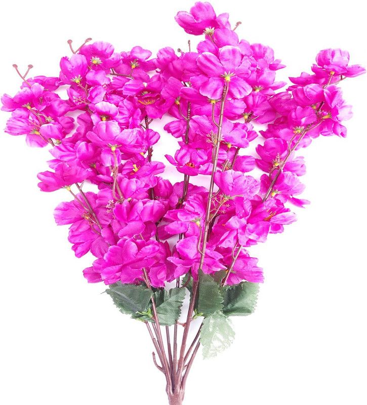 artificial hub Peach Blossom Bunch Purple Peach Blossom Artificial Flower  (22 inch, Pack of 1, Flower Bunch)