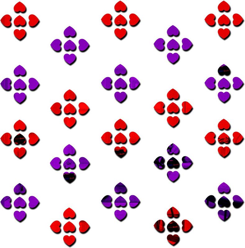 Bikri Kendra 100 cm hearts 50 red 50 purple - wall stickers Self Adhesive Sticker  (Pack of 100)