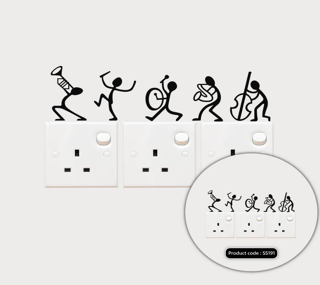 Stick Figure Band Switch & Socket Vinyl decals removable wall Sticker