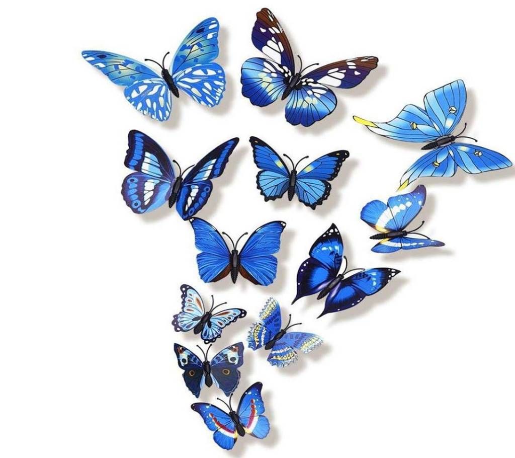 12 Pcs 3D Double Wings Butterfly Wall Stickers