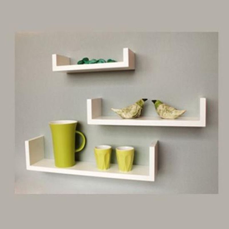 A N Crafts Wall shelf (MDF) U shape shelf MDF (Medium Density Fiber) Wall Shelf  (Number of Shelves - 3, Clear)