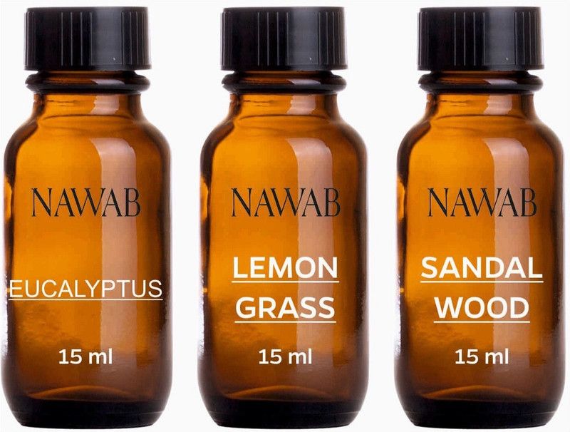 NAWAB essential aroma Diffuser oil(Lemongrass,Eucalyptus,Sandalwood-15ml each) Aroma Oil  (3 x 15 ml)
