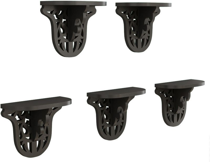 Trendy ILE Wooden Wall Shelf For Home Decor MDF (Medium Density Fiber) Wall Shelf  (Number of Shelves - 5, Black)