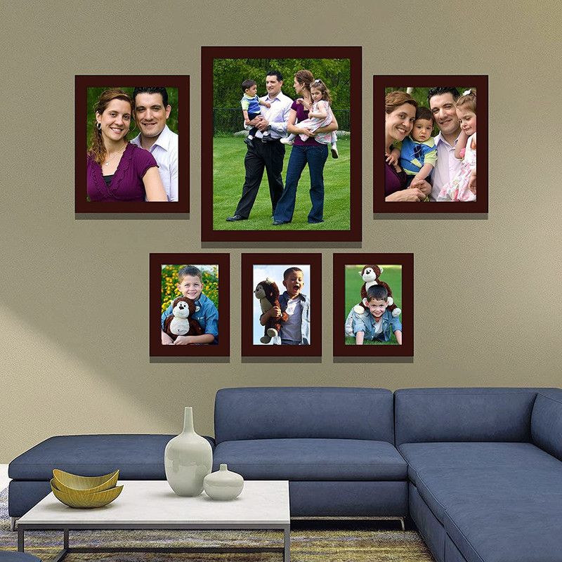 IMAGINATIONS Polymer Personalized, Customized Gift Best Friends Reel Photo Collage gift for Friends, BFF with Frame, Birthday Gift,Anniversary Gift Wall  (Brown, 6 Photo(s), 8X10 -2, 12X15 -1, 5X7-3)