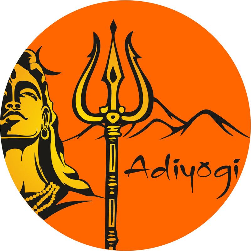 LAKSHIT ENTERPRISES 58 cm Colorful adiyogi shiva with trishul mountain in circle design pvc vinyl multicolor decorative wall sticker for wall decoration Self Adhesive Sticker  (Pack of 1)