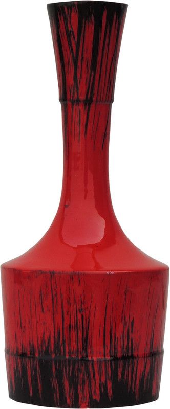 Brass Gift Center Aluminium Flower pot red Aluminium Vase  (9 inch, Red, Black)